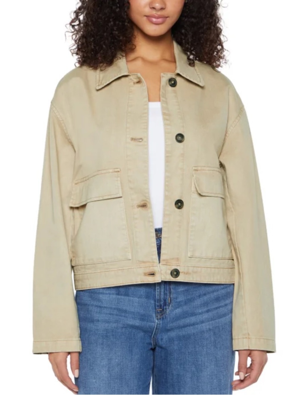 GAP Cotton Twill Jacket Cream / Beige Size Small